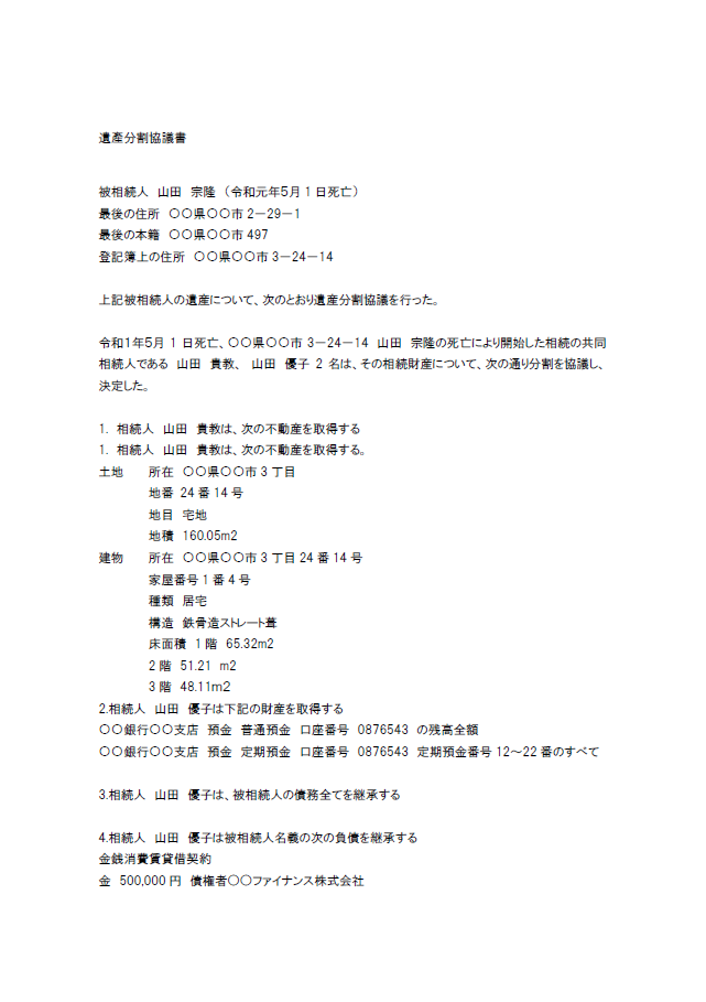 遺産分割協議書の作り方 愛媛 松山相続 遺言相談室